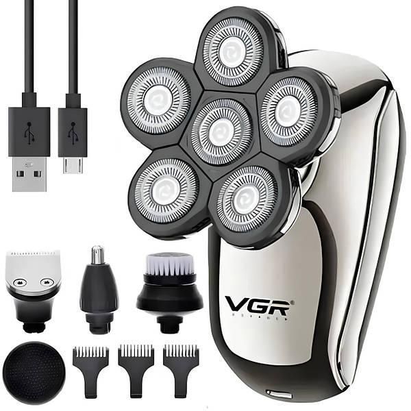 Чоловіча електробритва акумуляторна 5в1 з насадками, USB, VGR V-320 2451902434 фото